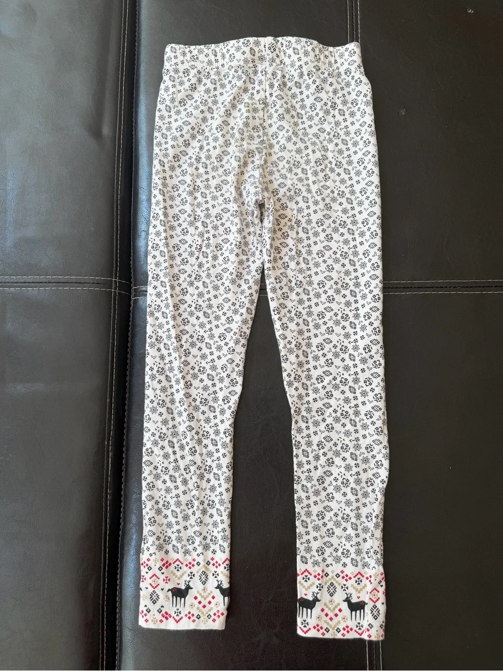 Carter's - Girl’s White Snowflake Leggings with Reindeer Hem Accents